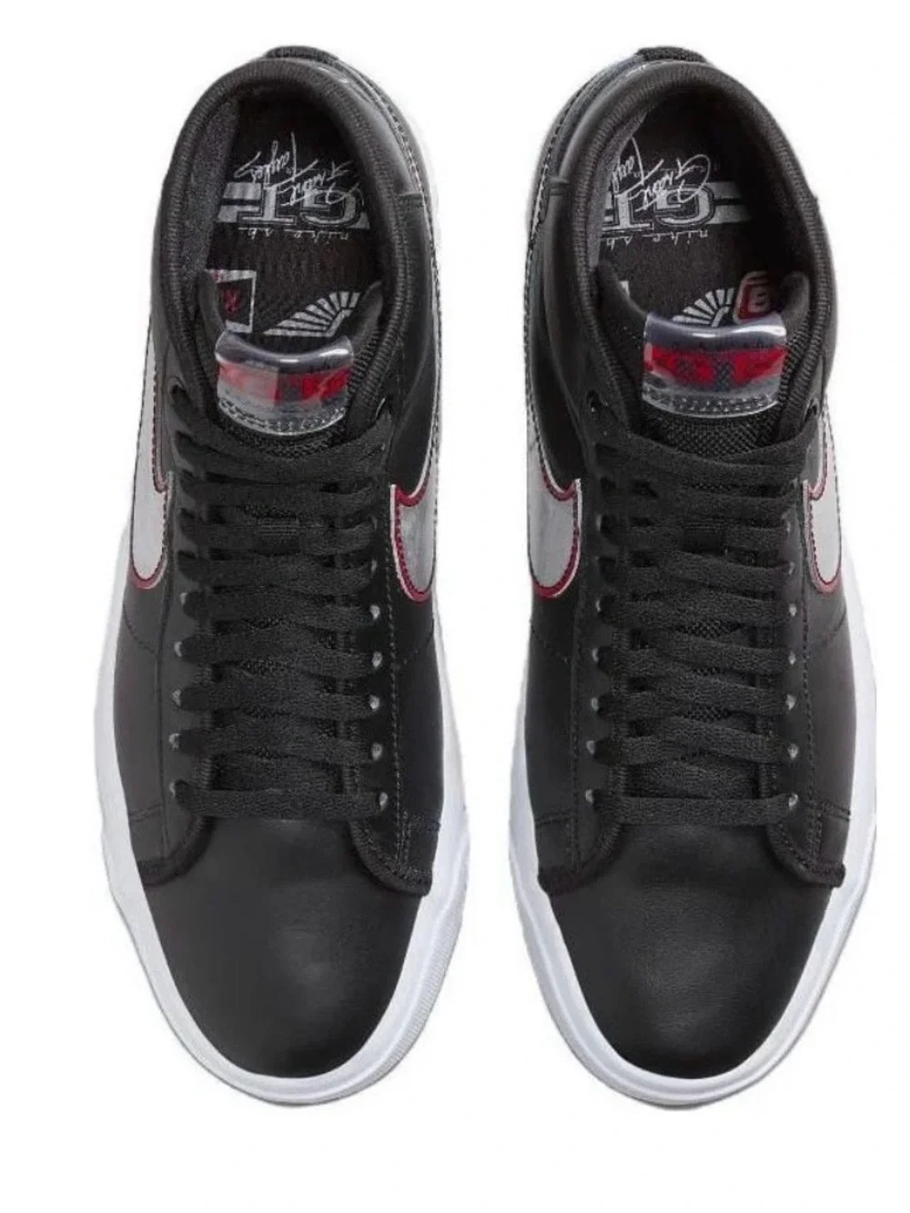 Nike Black High-Top Sneakers with Silver Swoosh and Maroon Trim